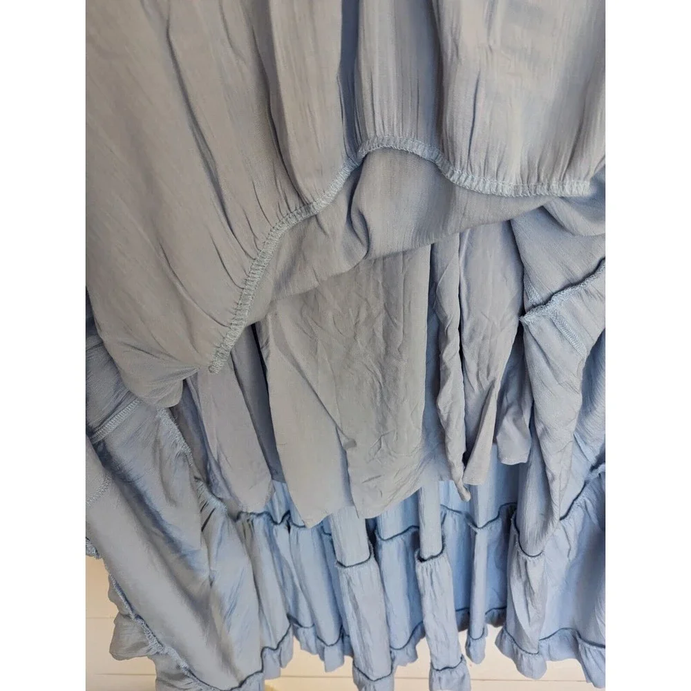 Mable Dress Womens Medium Maxi Vici Boho Puff Sleeve Flutter Light Blue - Picture 4 of 10